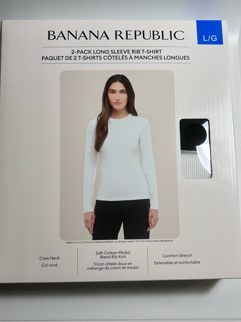 2 pack Banana Republic white and black Long-Sleeve Rib Crew Top